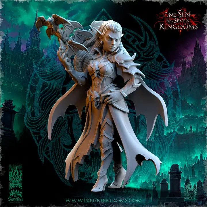 The Beholder miniatures- Vampires - Serella maitresse des chauves souris (Socle carré, 28mm, Par 10)