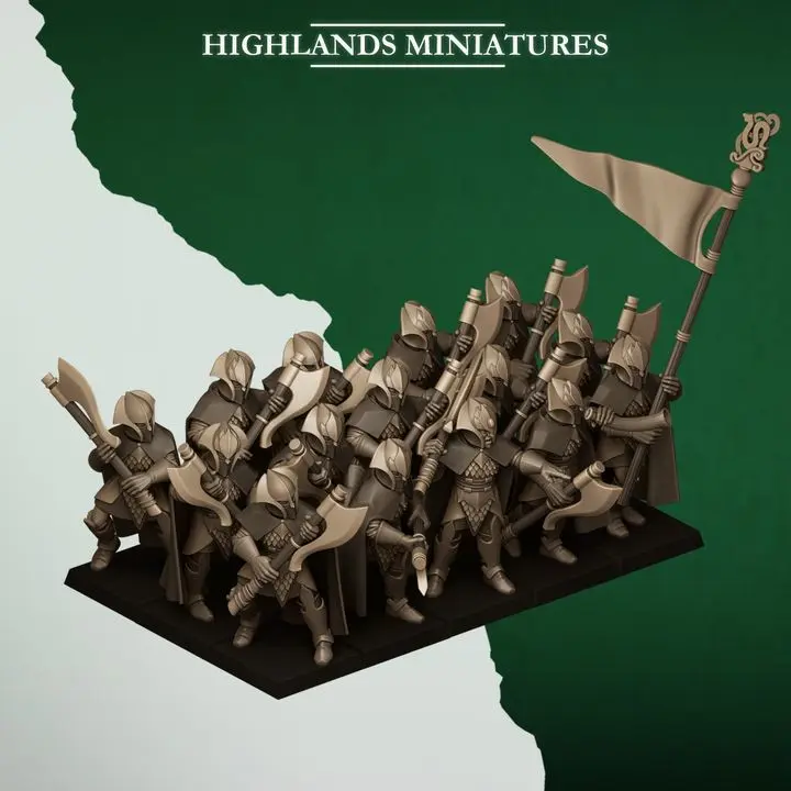 Highlands Miniatures - Elfes des bois - Guerriers armes à deux mains