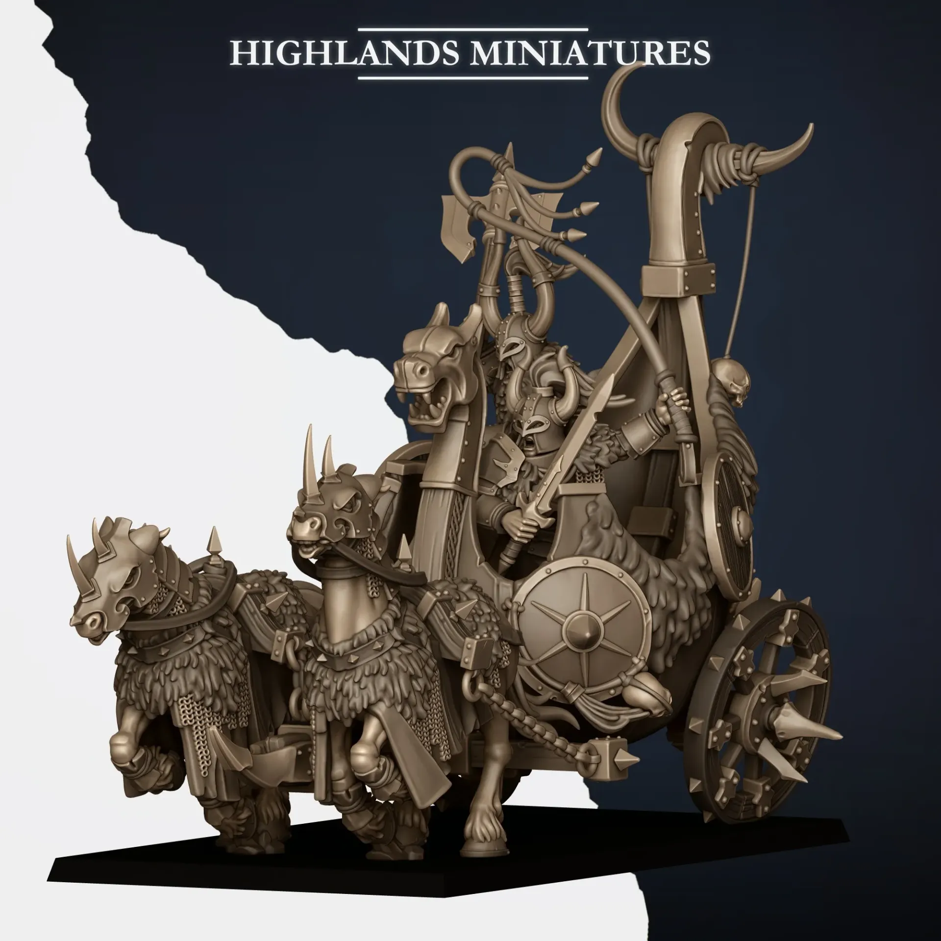 Highlands Miniatures - Nords - Char Huscarls (Socle carré, 28mm)