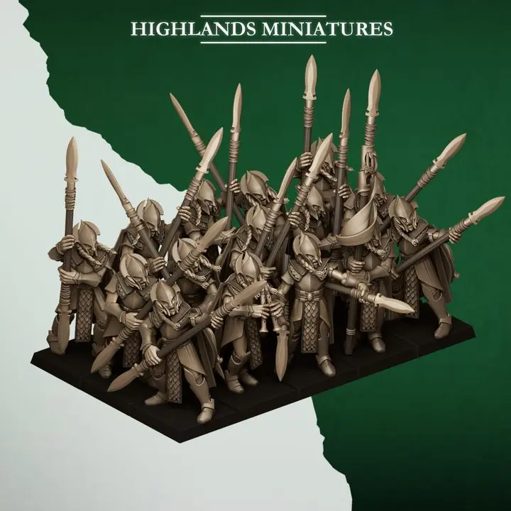 Highlands Miniatures - Elfes des bois - Guerriers lances