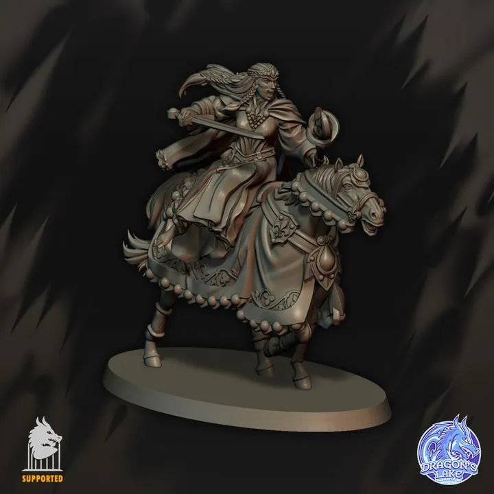 Dragon's Lake - Bretons -  Damoiselle sur destrier (28mm, Socle carré)