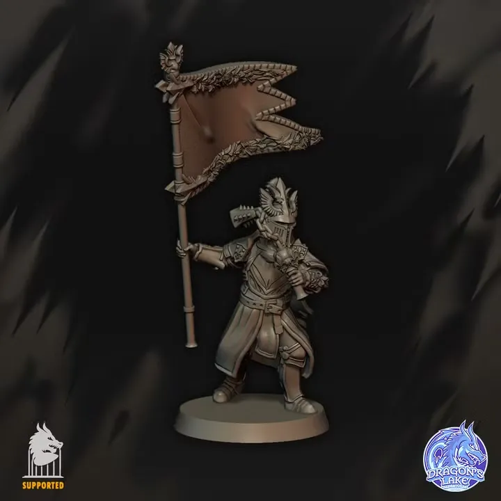 Dragon's Lake - Bretons -  Porteur de la grande bannière à pied (28mm, Socle carré)