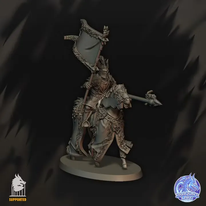 Dragon's Lake - Bretons -  Porteur de la grande bannière monté (28mm, Socle carré)