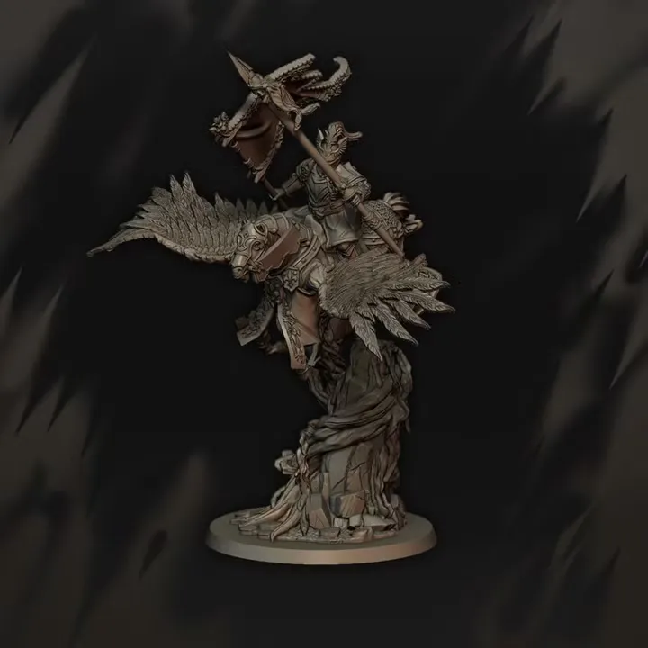 Dragon's Lake - Bretons -  Porteur de la grande bannière sur pegase (28mm, Socle carré)