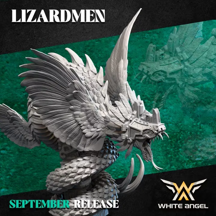 White angel - Hommes lezards - QUETZALCOATL (Socle carré, 28mm)