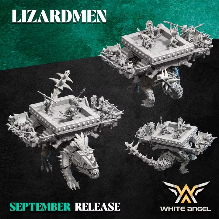 White angel - Hommes lezards - God saurus option 2 (Socle carré, 28mm)