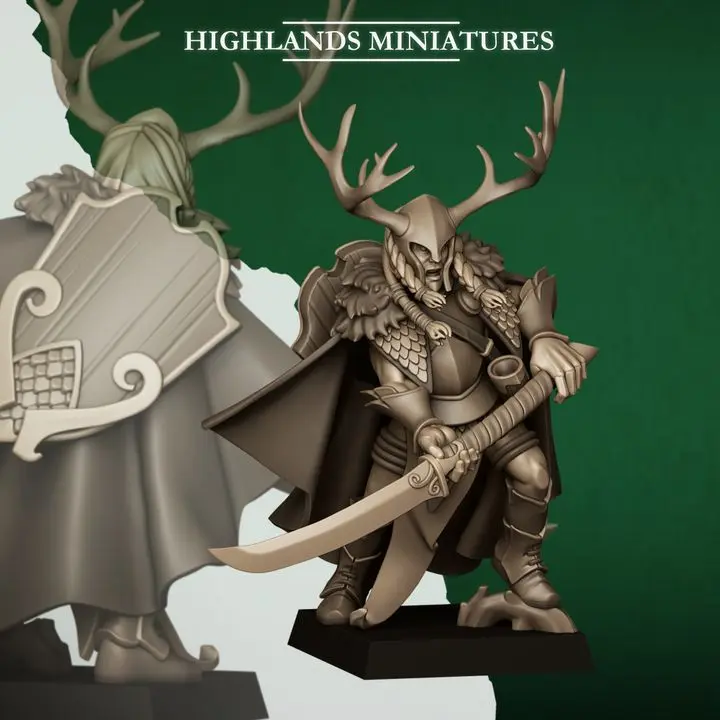 Highlands Miniatures - Elfes des bois - Seigneur arme à deux mains