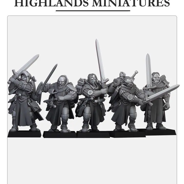 Highlands Miniatures - Bretons - Chevaliers de la quête à pied