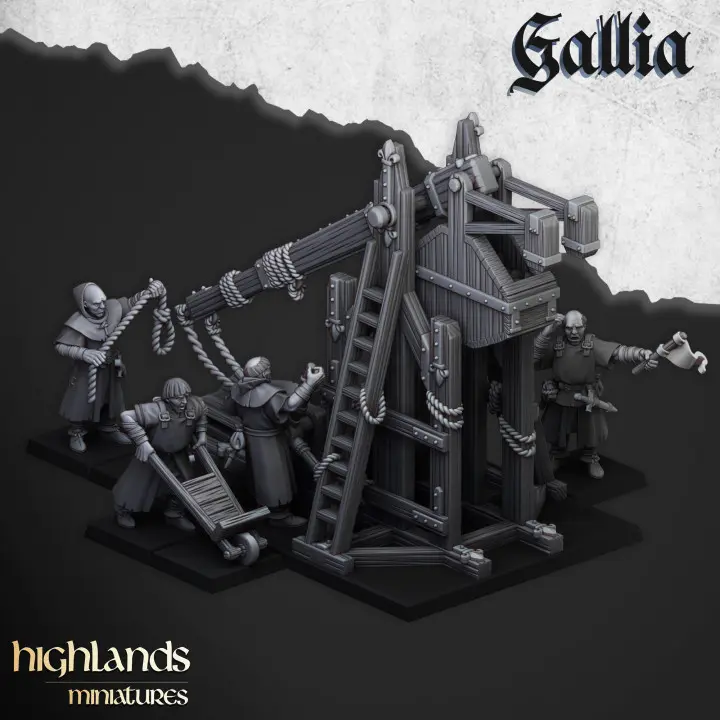 Highlands Miniatures - Bretons - Trebuchet (28mm, Socle carré)