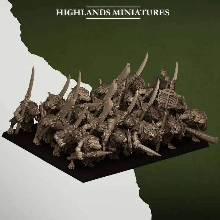 Highlands Miniatures - Rats d'égout Lances et boucliers