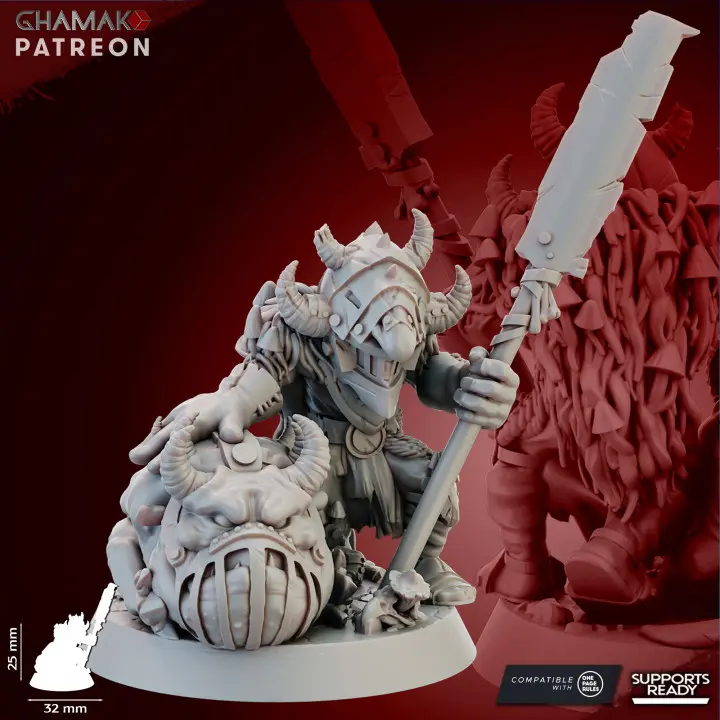 Ghamak - Fantasy - Orc et Gobelins - Boss gobelin avec furieuse machoire