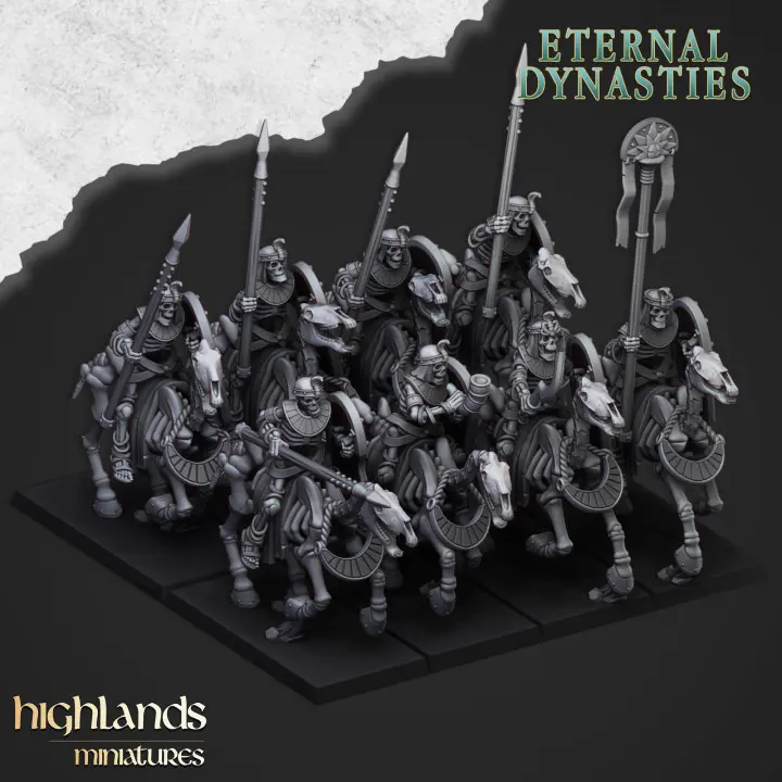 Highlands Miniatures - Cavalerie squelettes antique avec lances