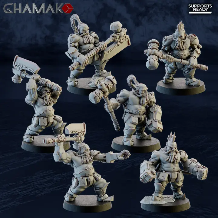 Ghamak - Space dwarves - Ironkin Furious Bersekers (X10)
