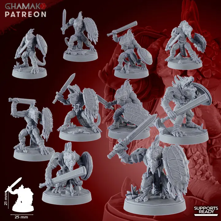 Ghamak - Lizardmen - Geck'o Hunting Pack armes de base et boucliers