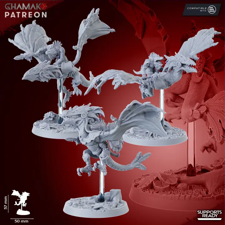 Ghamak - Lizardmen - Pterodactyl Knights (X3)