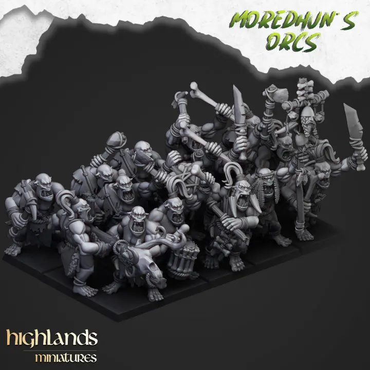 Highlands Miniatures - Orc sauvages avec lances