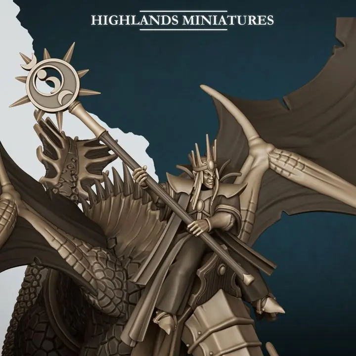 Highlands Miniatures - Mage sur dragon Haut elfe 