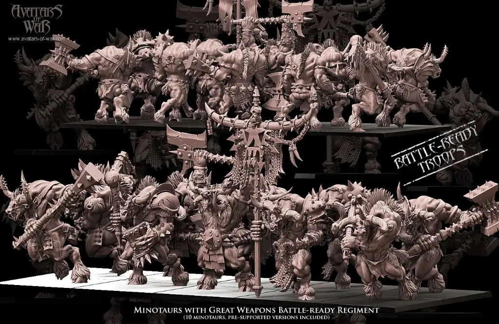 Avatars of War - Régiment de Minotaures Armes à deux mains (battle-ready)