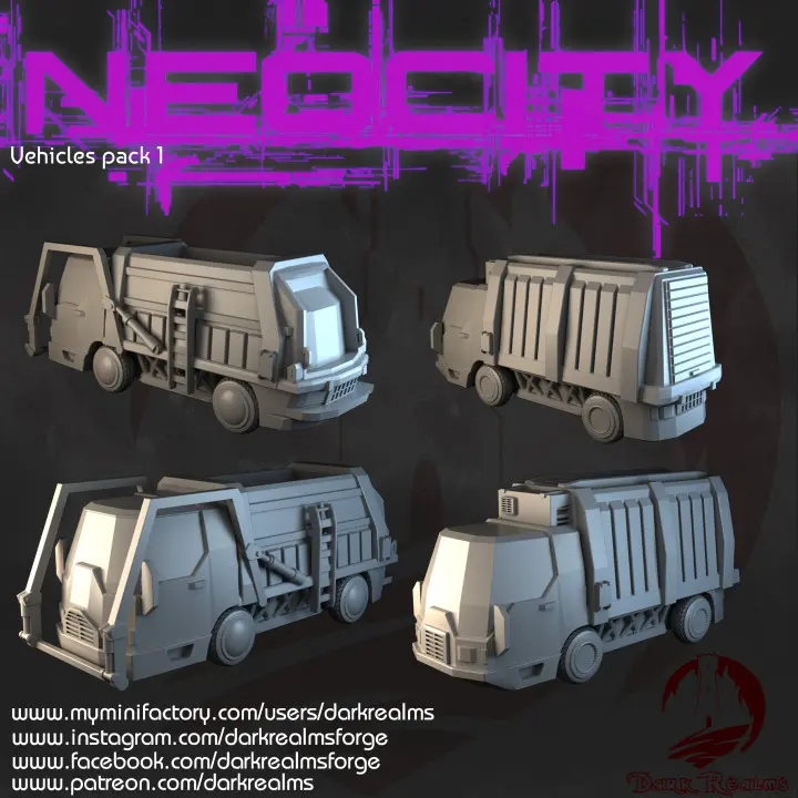 Dark realms - Neocity - Vehicules (X4) (28mm)