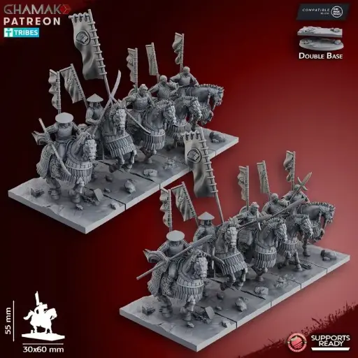 Ghamak - Fantasy - Akai - Mounted Ashigaru (Yari & Naginata)