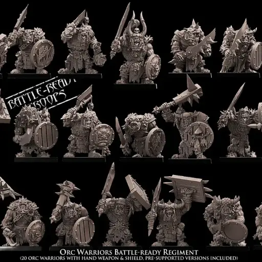 Avatars of War - Guerriers orc armes de base et bouclier battle ready
