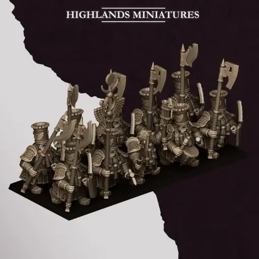 Highlands Miniatures - Nains corrompus - Gardes lourds avec hallebardes