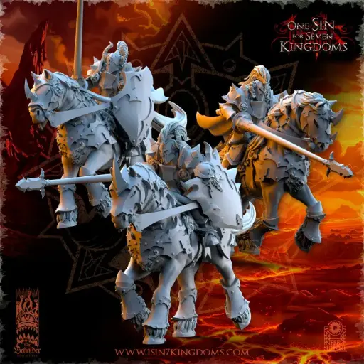 The Beholder miniatures- Guerriers corrompus - Cavaliers du chaos lances + boucliers