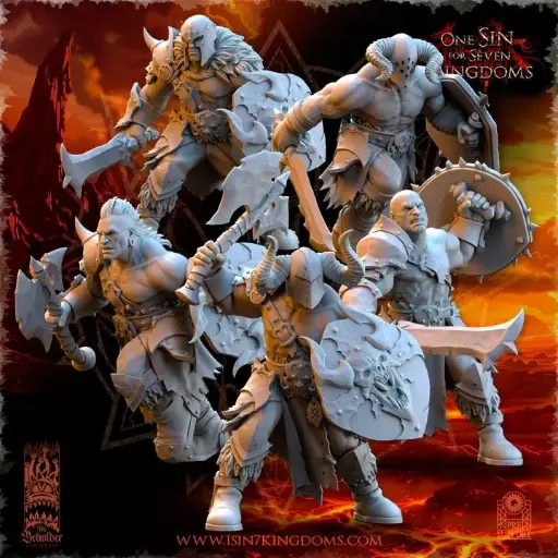 The Beholder miniatures- Guerriers corrompus - Maraudeurs Hommes Armes de base + boucliers