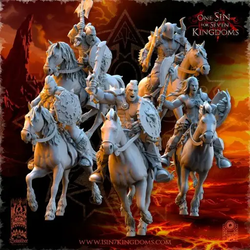 The Beholder miniatures- Guerriers corrompus - Maraudeurs Montés armes de base et boucliers